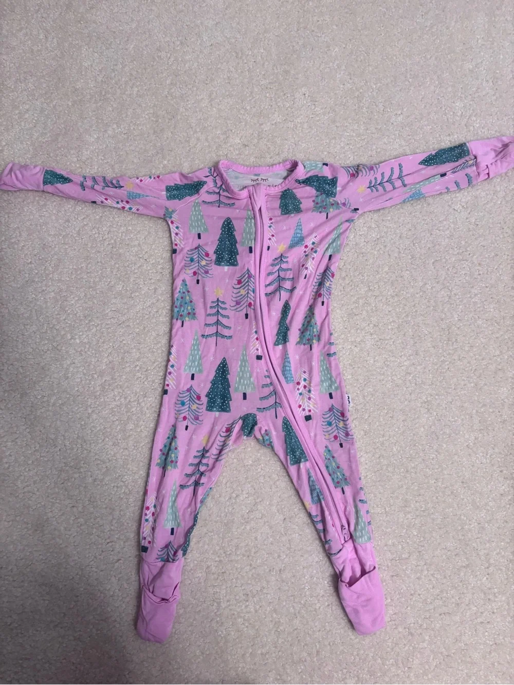 Little sleepies Pink Holiday Tree One-Piece Pajamas